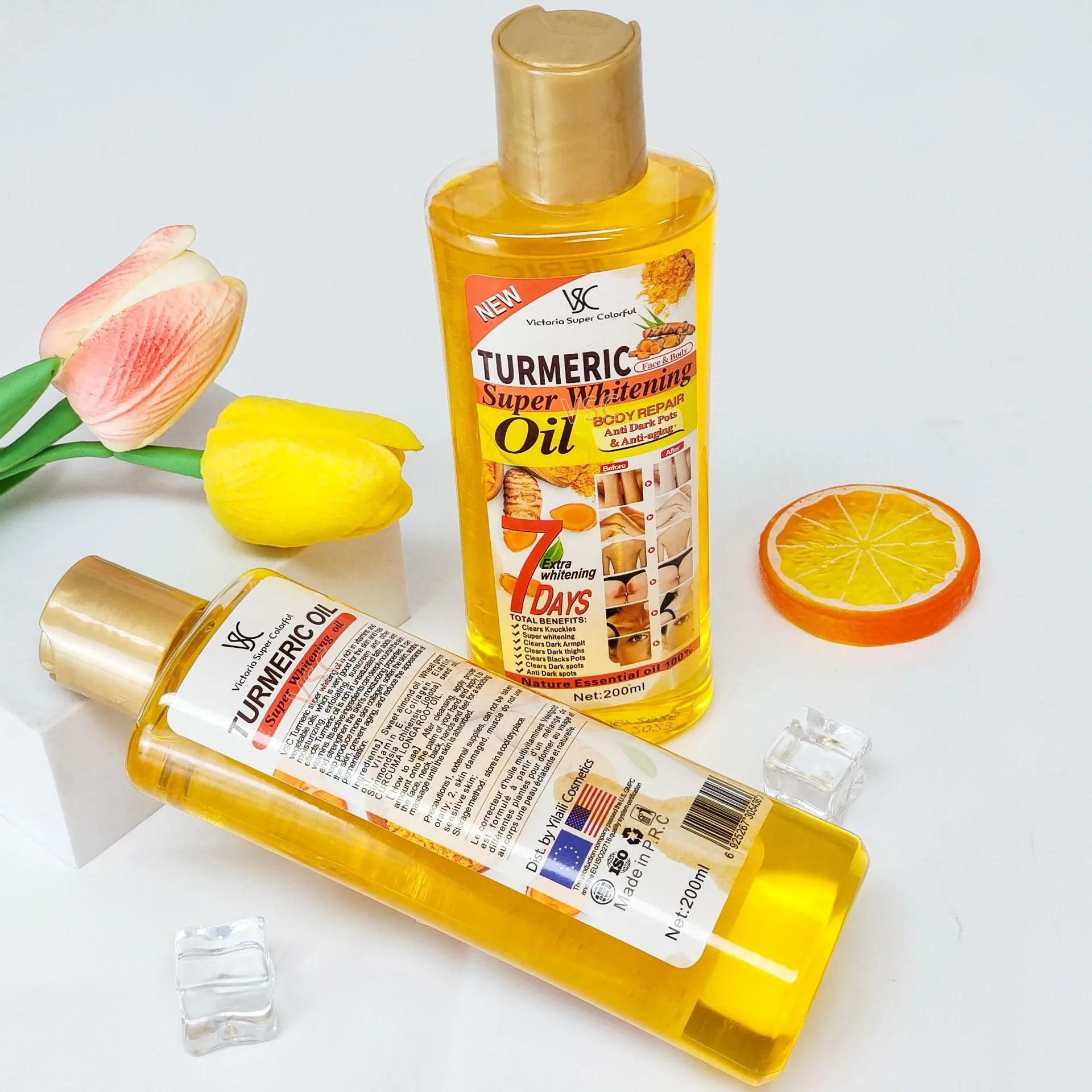 Private Label 7-Day Turmeric Super Whitening Essential Oil 100% Organic Anti-Aging Anti-Dark Spot Face Body Skin Care Spa Oil