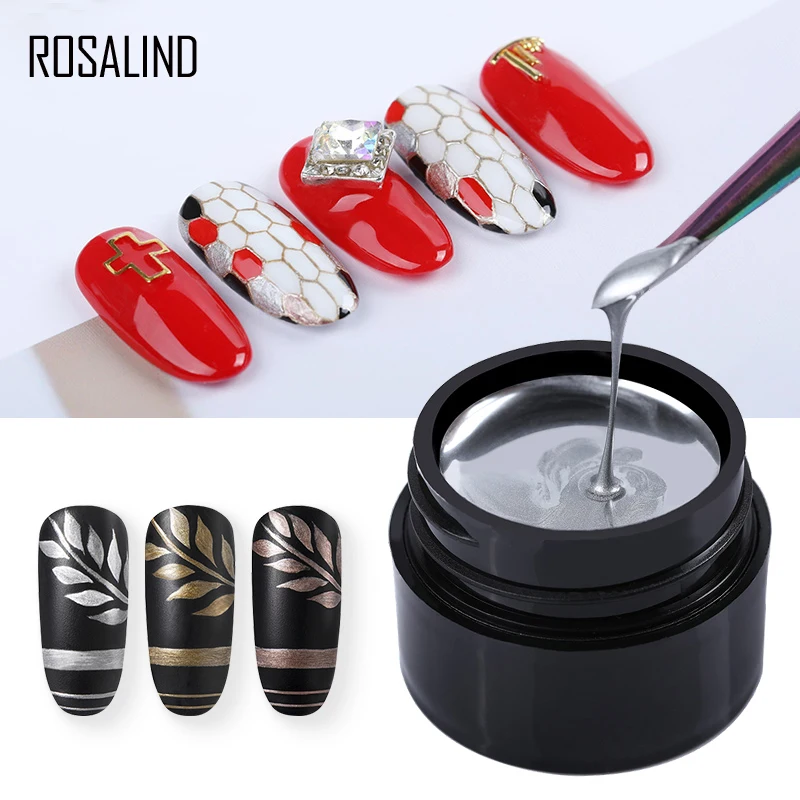 ROSALIND very good prices oem metallic uv organic non toxic resin nail gels mirror effect luxury gold colors painting gel polish