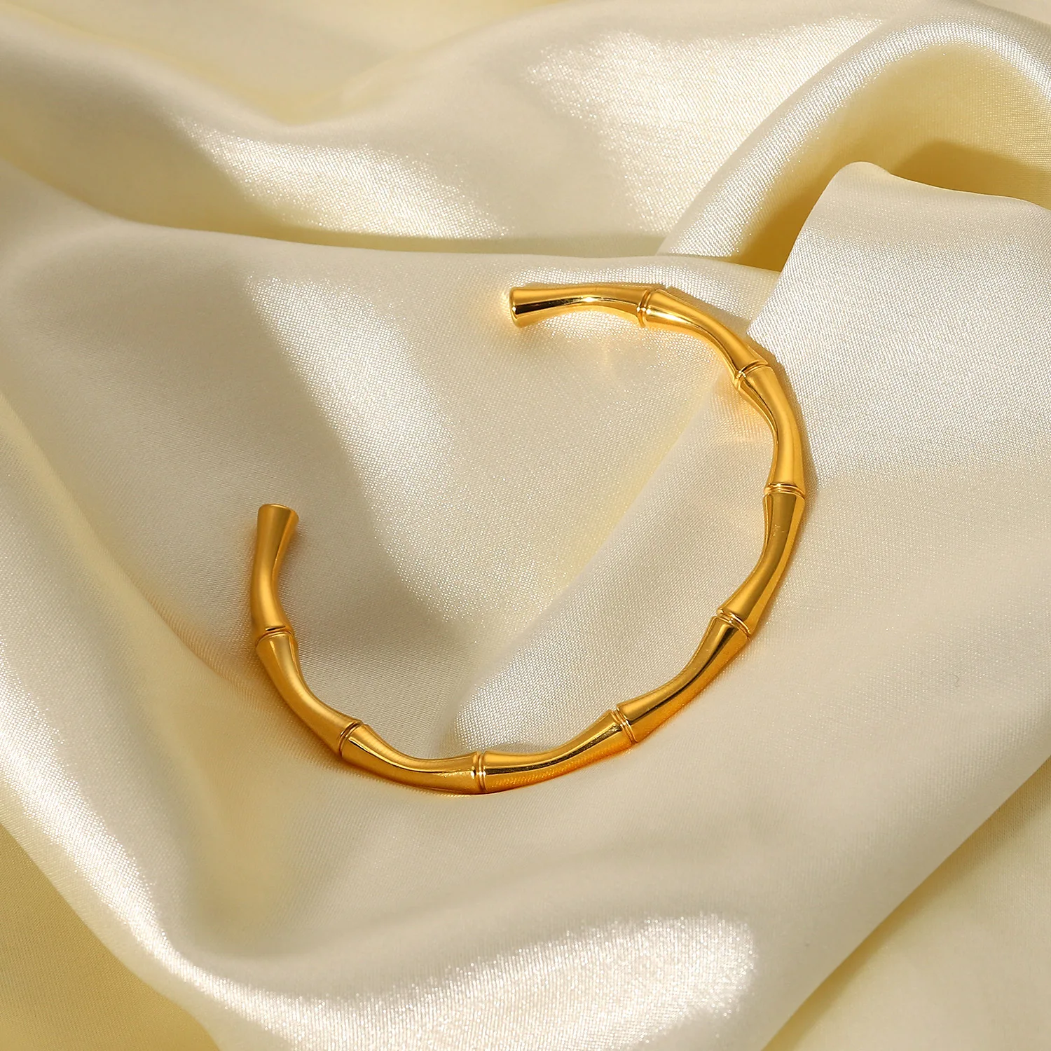 European and American fashion INS popular open end bamboo bracelet bracelet with 18K stainless steel electroplating