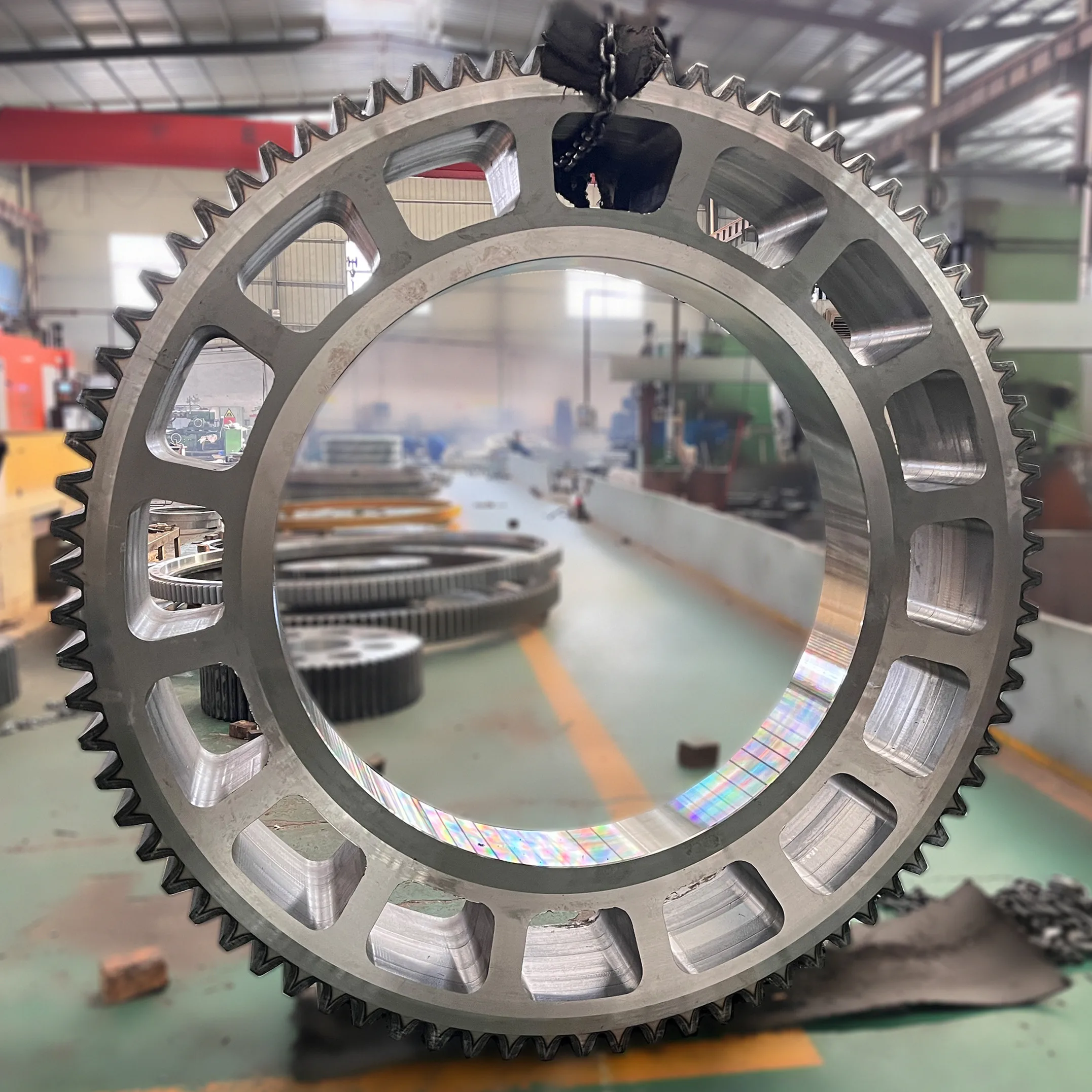 ISO 9001 Customized steel large ring gear straight tooth concrete mixer crane ring gear