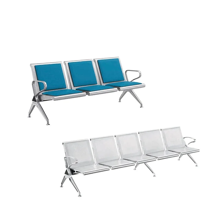 Modern Chrome Steel Waiting Chair 3 Seater D03 Hospital Station Reception Waiting Bench Seat Chair