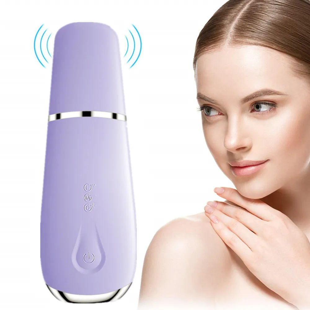 Home Use Beauty Equipment Facial Pore Cleaner Blackhead Remover Silicone Case Facial Skin Scrubber Ultrasonic Spatula