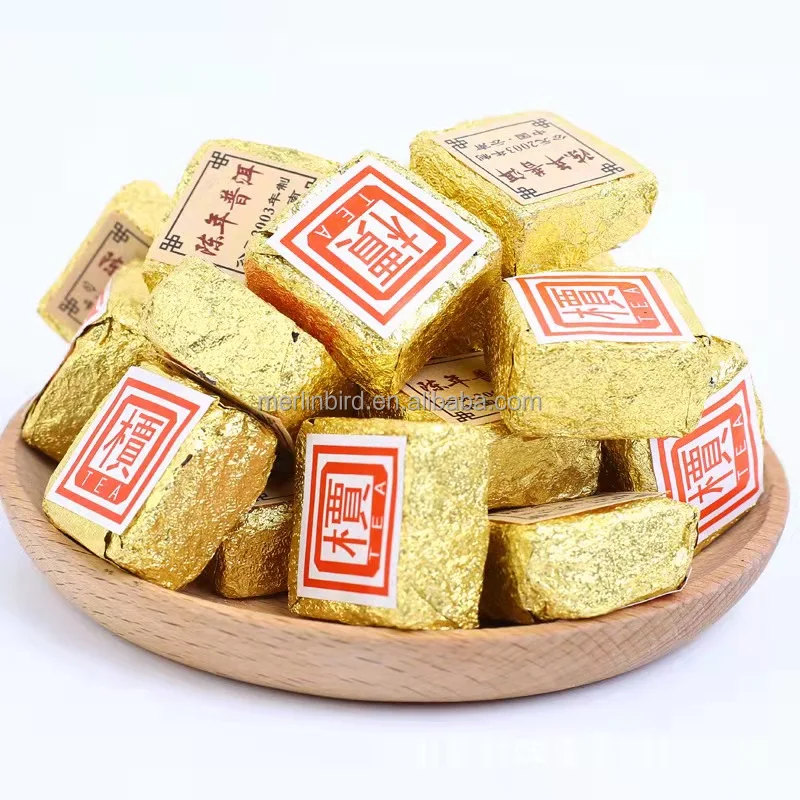 Yunnan Chinese 2003 Years Puerh Tuocha 1000g Shu Small Golden square Pure Puer Tea Cake Puer Tea Brick