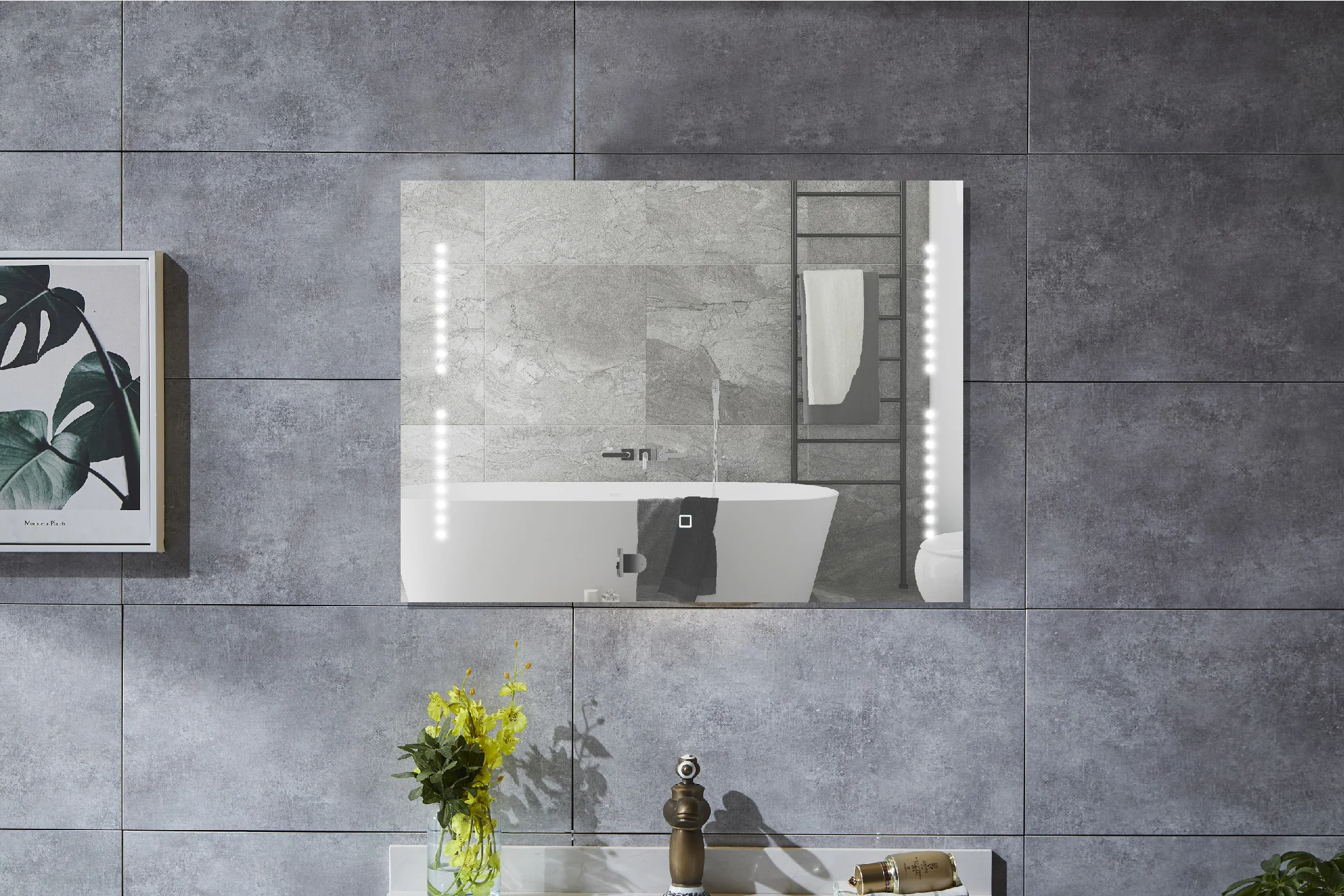 illuminated mirror bathroom led mirror with clock display