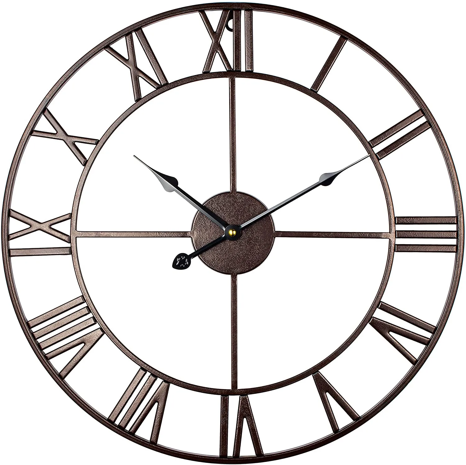 FREE SAMPLE Large modern metal wall clock antique round mute non-ticking battery powered Roman numerals