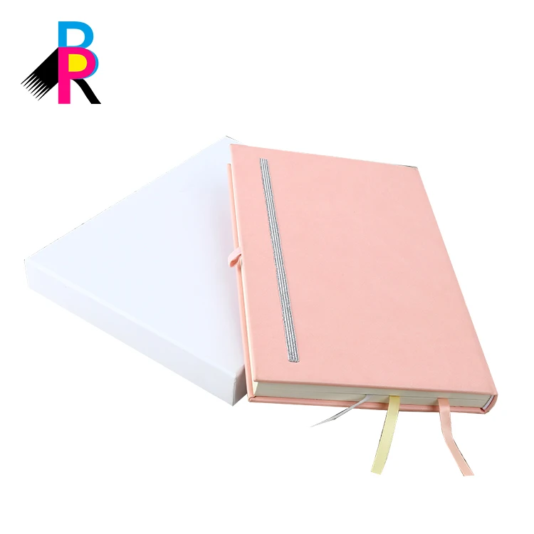 Factory hardcover leather cover A4 A5 Notebook planner printing custom pink journal with box