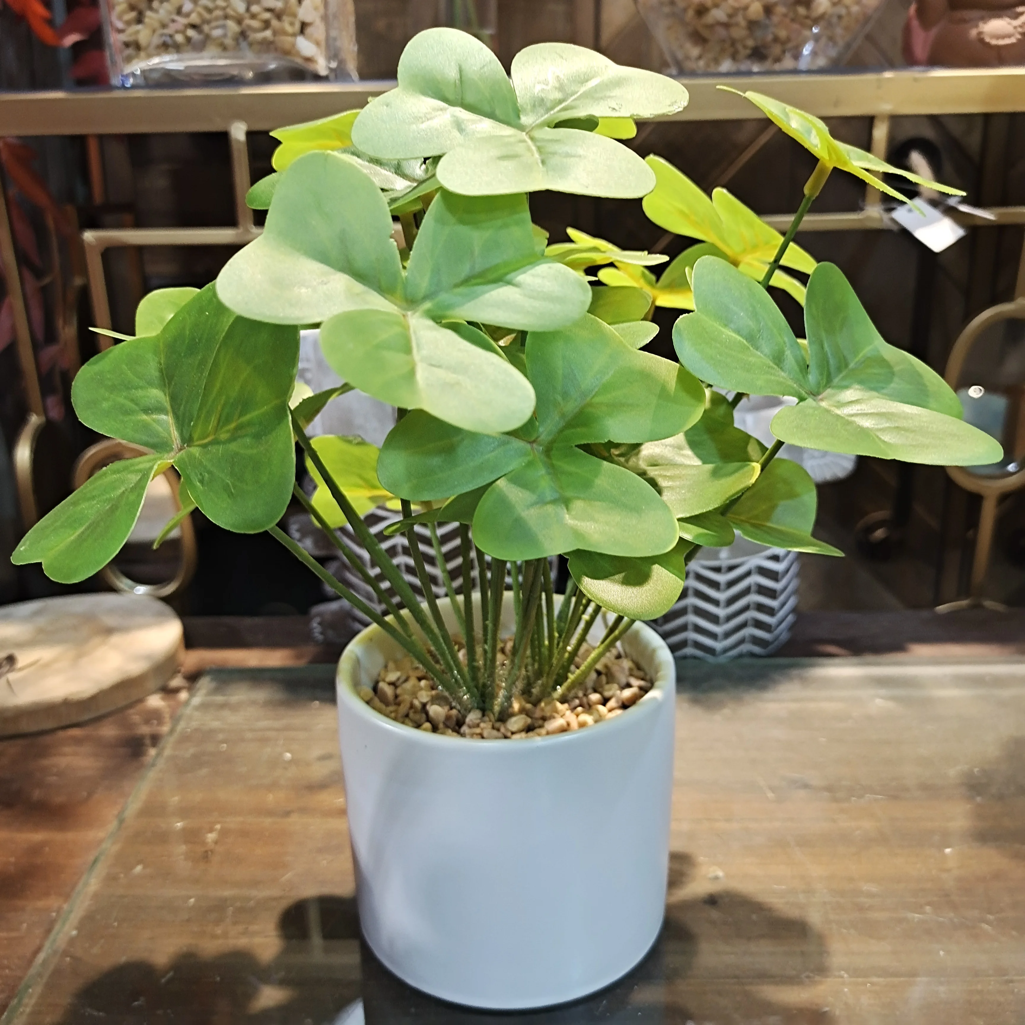 Artificial Flowers Potted Plants Fake Lucky Four Leaf Clover Greenery Shrubs Plants for Kitchen Home Wedding Office Garden Decor