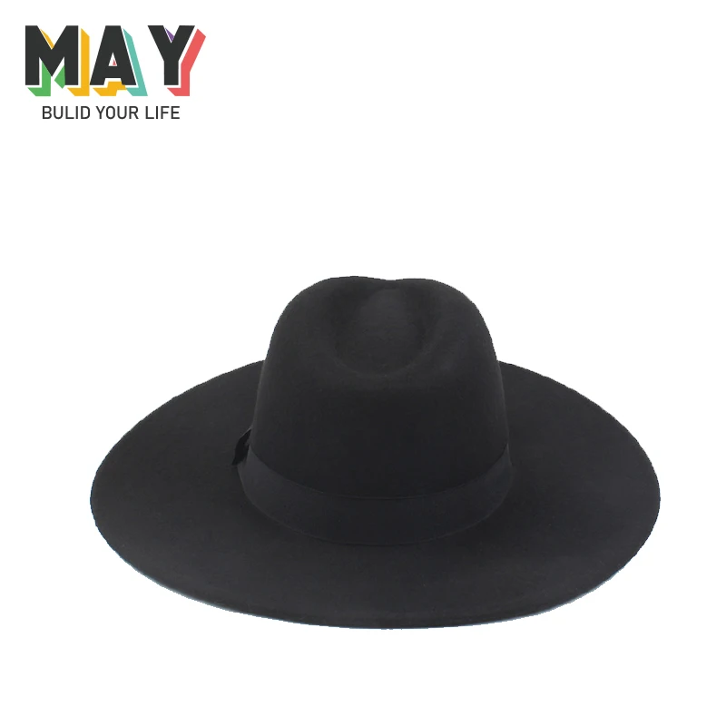 Elegant Unisex High Quality 100% Wool Big Brim Fedora Jazz Wide Brim Felt Hat
