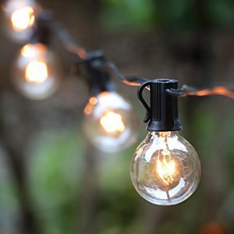 50Ft Outdoor Garland Light Clear Festoon Globe Bulb Christmas Lights Patio Fairy String Street Garlands For New Year Decorations