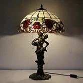 LongHuiJing Tiffany style stained glass table lamp 16Inch lampshade dragonfly LED E27 bulb decor desk lights