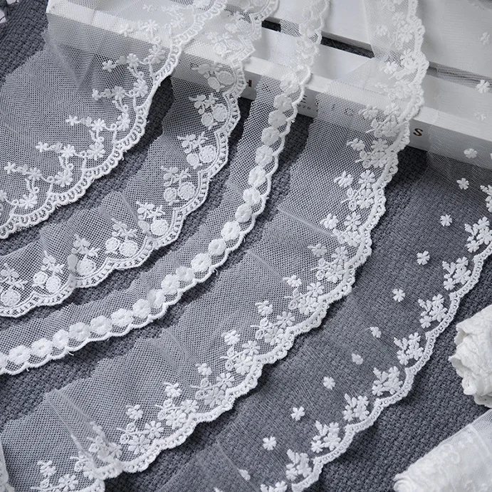 Width 2.5-8cm White Mesh Clothing Accessories Embroidery For Lace Skirt Sleeves Curtain