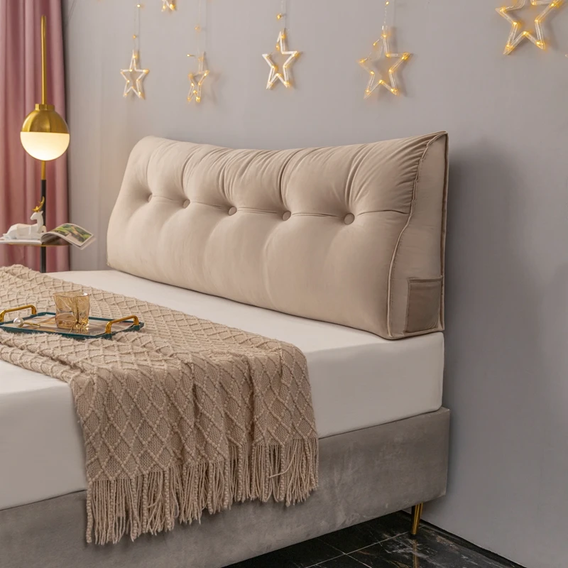 Solid Color 2023 new Dutch velvet curved triangle headboard cushion soft bag Tatami large back milk coffee Pillow Case