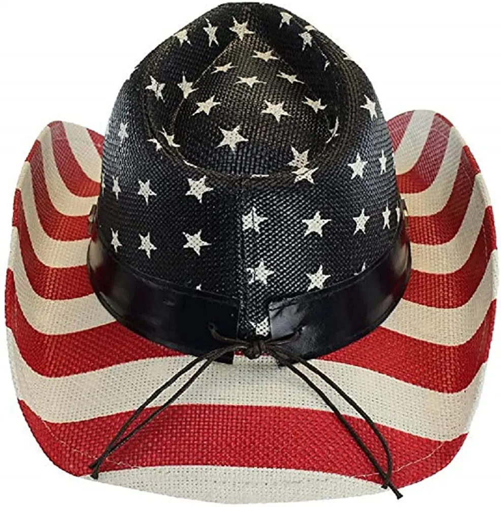 Vamuss для мужчин в винтажном стиле с изображением американского флага, ковбойская шляпа Западная форма-это Брим 4th of July головные уборы для мужчин