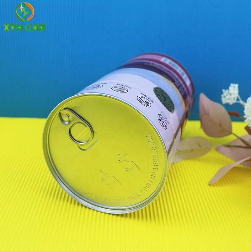 High quality 300g milk powder cans top covers with embedded spoons custom tin designs