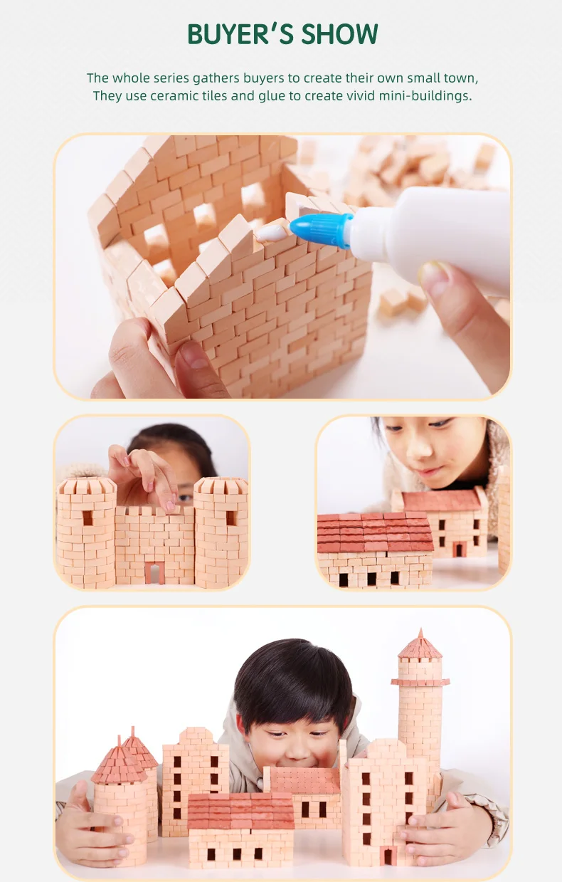 child-friendly and simple diy mini house model child toy-drum tower plaster brick building block architecture toy kit for kid