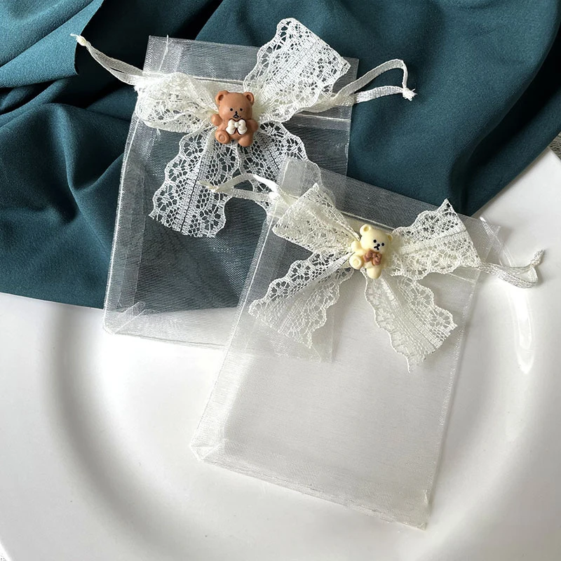 Manufacturers wholesale  drawstring  bow wedding candy  jewelry bag with hand gift bag