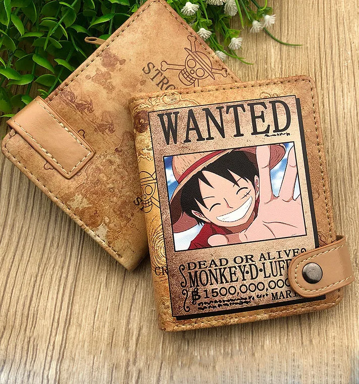 Мультяшный аниме милый кожаный кошелек Zoro Luffy цельнокий