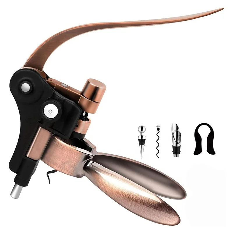 Wine Opener Kit With Foil Cutter, Wine Stopper And Extra Spiral, Wine Bottle Opener Corkscrew Set
