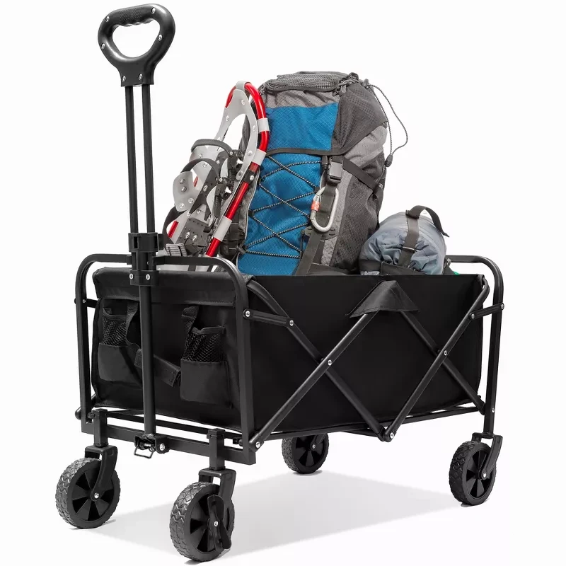 Outdoor Collapsible Folding Wagon Cart Heavy Duty Wagon Trolley Utility Camping Garden Beach Cart With PVC Wheels