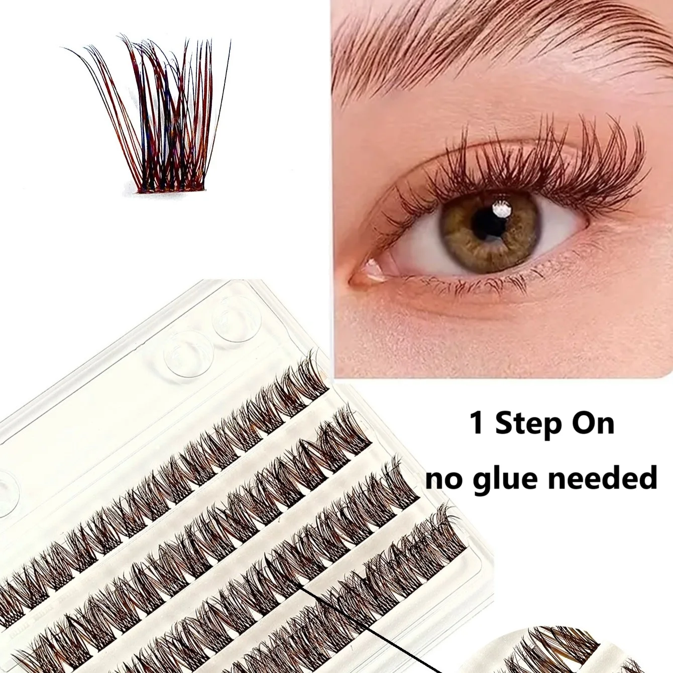 Factory Handmade Self Adhesive Diy Lashes Superfine Band Pre Cut Press On Segment Eyelashes Pre Bond No Glue Cluster Diy Lashes