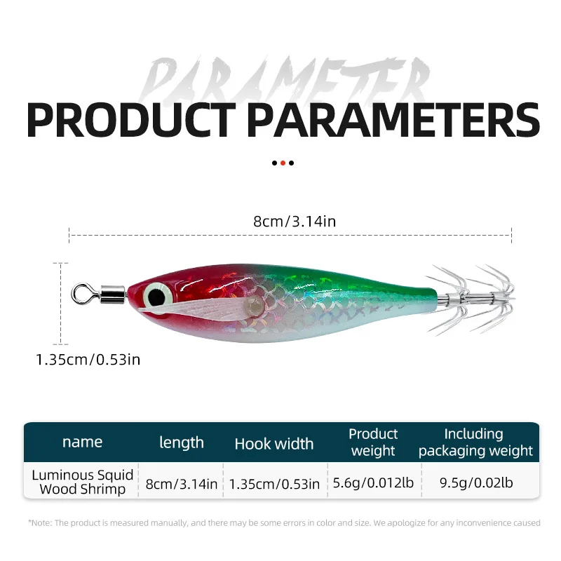 Horizontal Squid Jigs Luminous Simulation Squid Jig Hook Octopus Cuttlefish Fishing Bait Sea Fishing Tackle