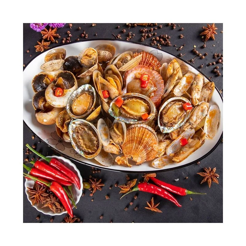 
Cheap luxury shellfish seafood combination slightly hot and ready to eat food 