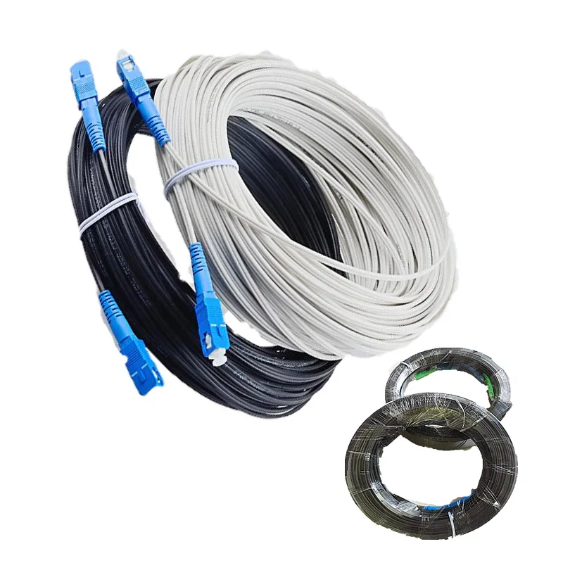 Cable Patchcord SC-SC APC UPC Patch Cord 100 150 200 300 Meters 9/125 SM SX Black Fiber Optic FTTH Drop  Cable