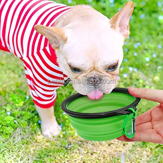 
Amazon Top Seller Custom Logo Foldable Silicone Pet Water Bowl Collapsible Travel Dog Bowl 