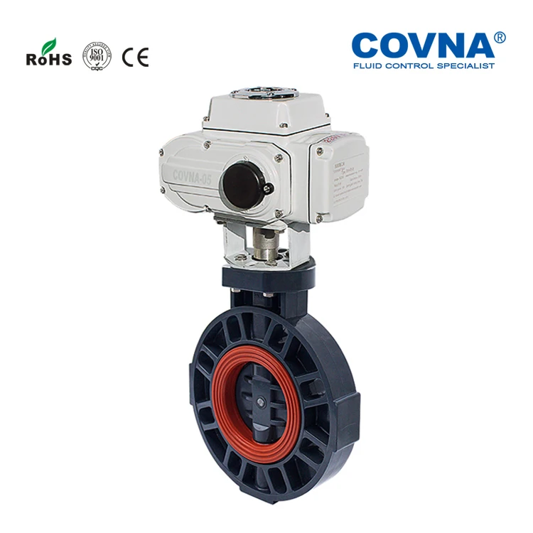 COVNA Actuator Valves UPVC PVC Plastic Flow Control Butterfly Valve Electric Actuator Motorized Ball Valve