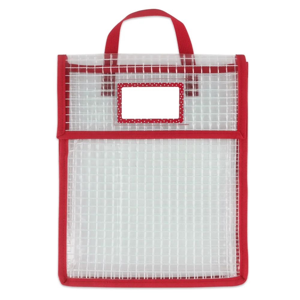 Colorful fabric book pouches have clear pocket name tags for students Student Book Pouches