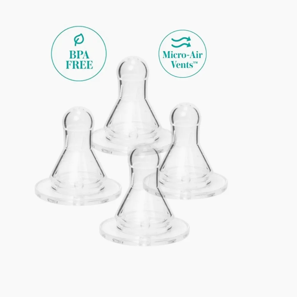 Classic BPA-Free Silicone Slow Flow Nipples, Anti Colic Baby Bottle Nipples Pack of 2
