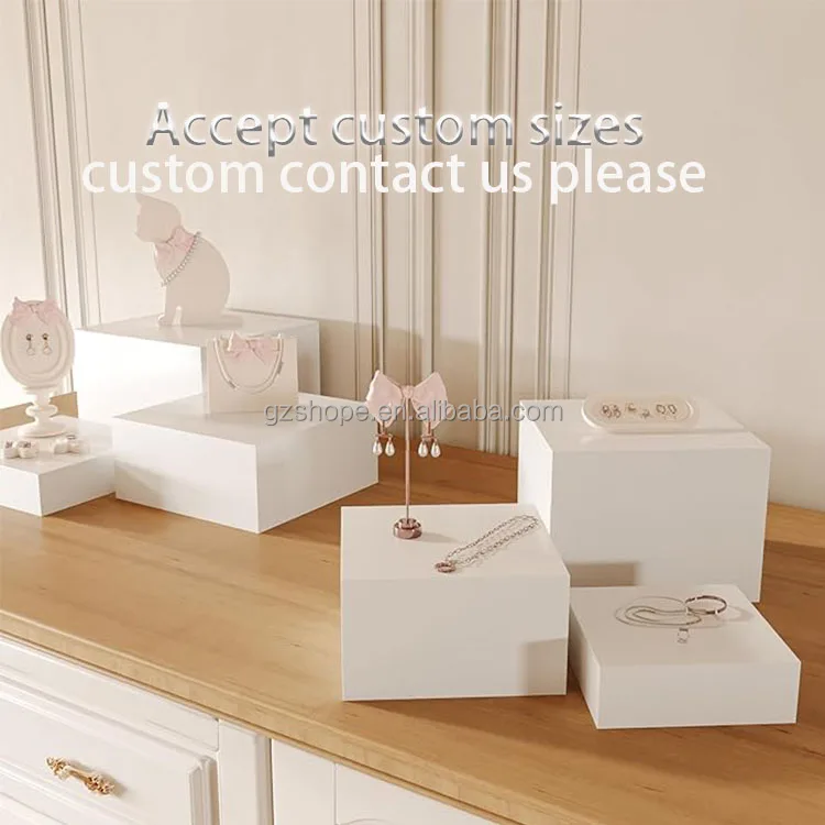 SHP Plinths Display Set Acrylic Food Risers White Buffet  Display Acrylic Stand For Food Acrylic Display Table