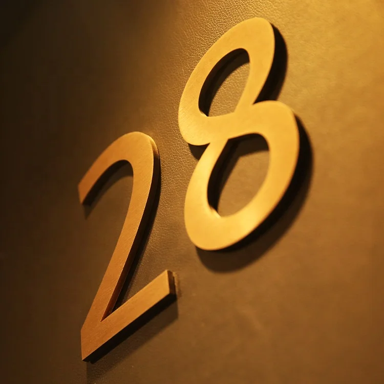 Modern Metal House Address Number Floating Vertical Hotel Door Signage Name Room Sign For Office