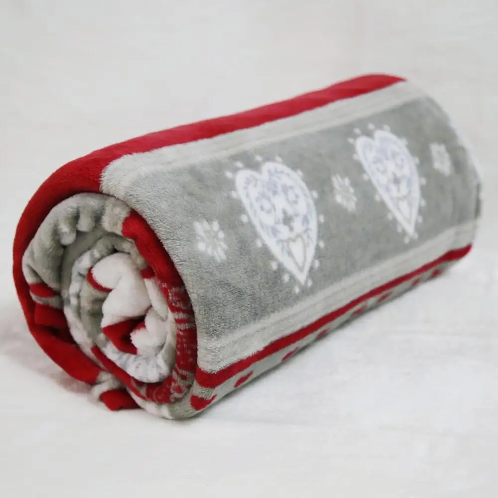Printed Christmas Design Warm Double Bed Sheet Coral Fleece King Size Blankets
