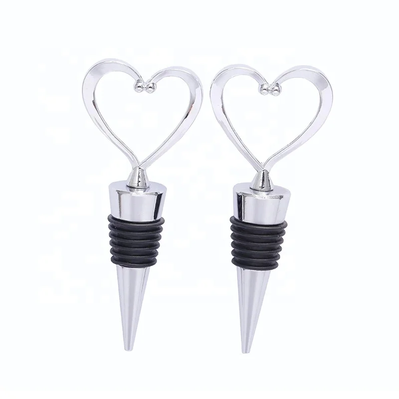 Hot Sale custom zinc alloy metal heart shaped red silicone wine bottle Stopper