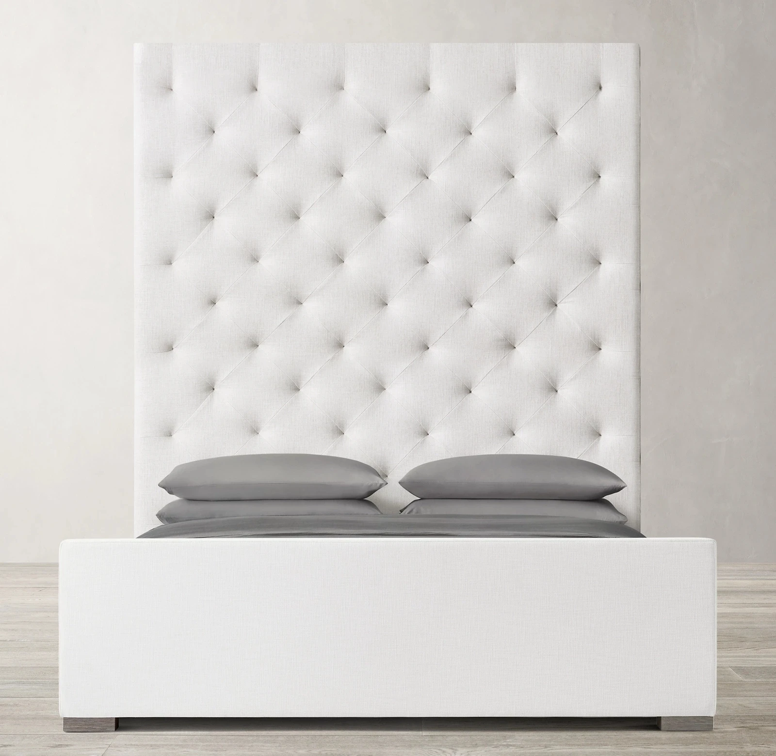 Nordic upholstered design furniture diamond tufted wingback footboard storage  platform bed frame