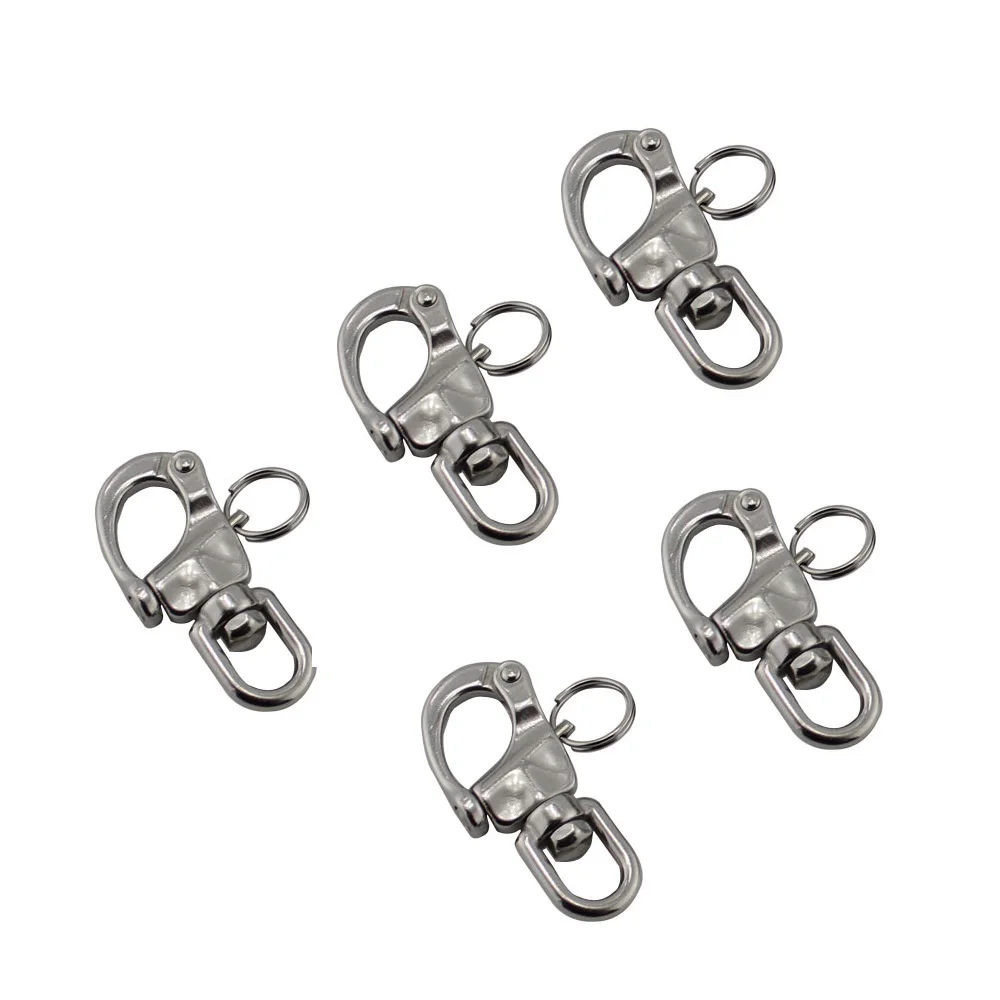 5PCS Stainless Steel 316 Mooring Quick Release Spring Swivel Snap Shackle 70mm 87mm 128mm Swivel Shackle For Lifting Strap Sale