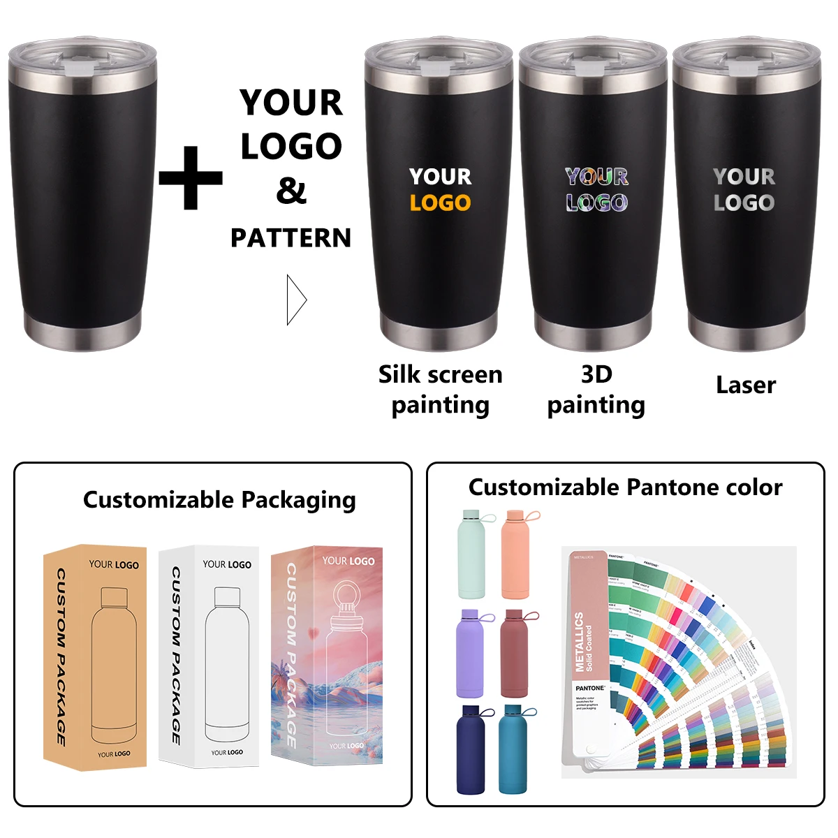 TY Custom logo 20oz stainless steel tumbler Double wall vacuum insulated Travel Mug   with Slider Lid and straw