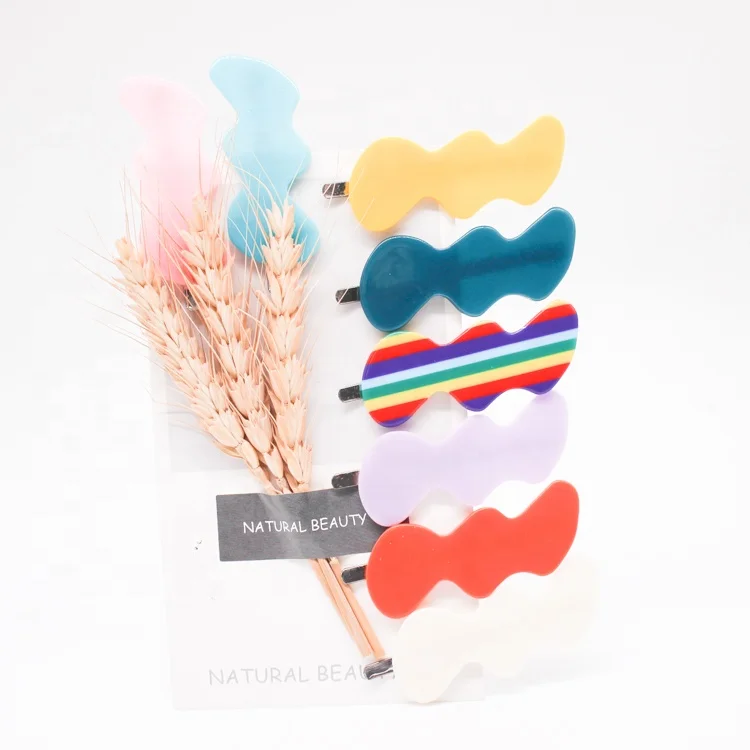 Cute custom acrylic hair clips kids candy solid color hairpin for women