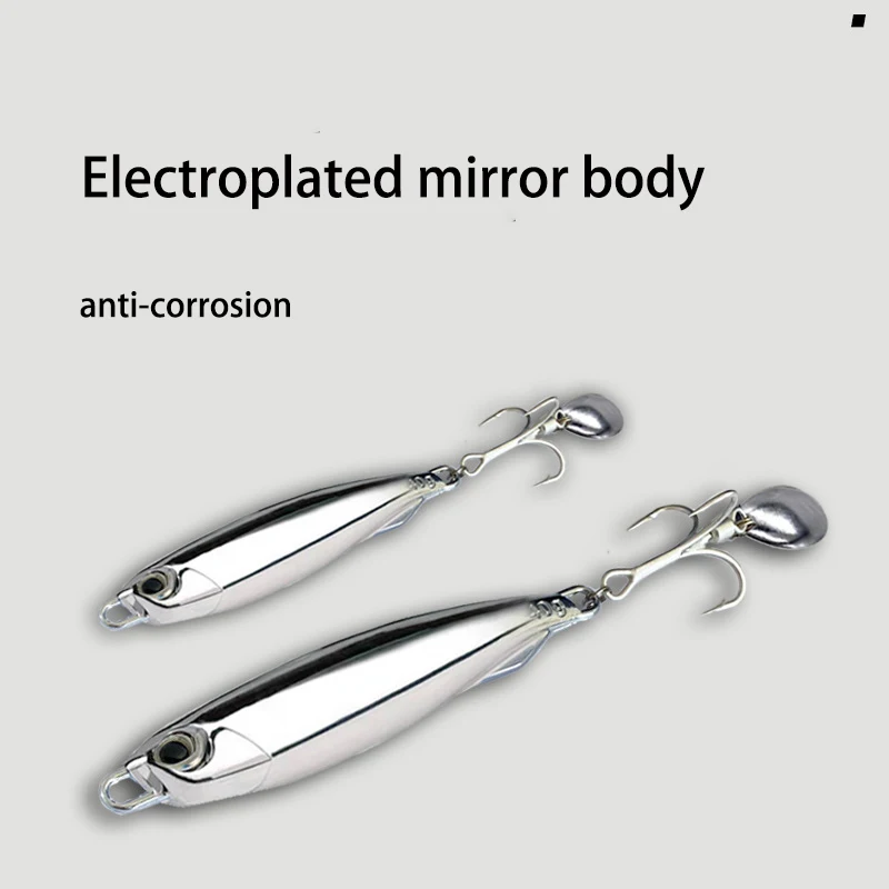 Chromium-Plating Metal Hard Artificial Bait Saltwater Triple Hooks  Fishing Lead Slow Jigging Lure with Spoon