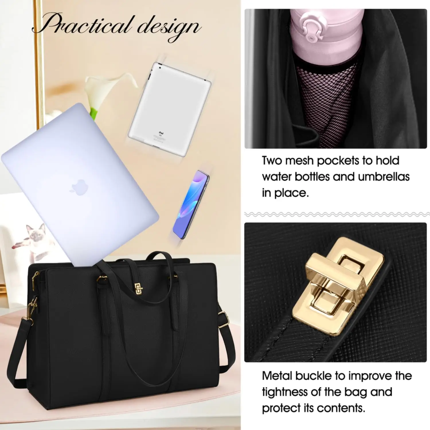 Manufacturer Custom Fashion Large Waterproof Vegan Leather Ladies Shoulder Handbags Laptop Tote Bag For Women