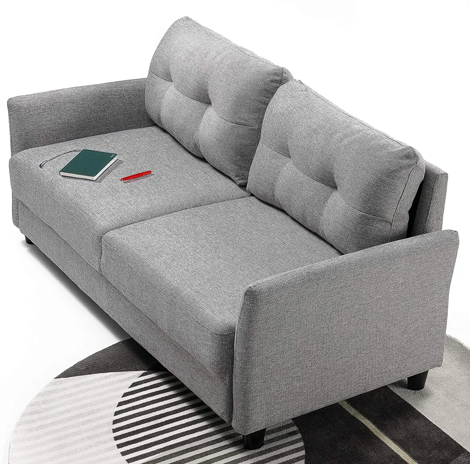 high quality easy-to-assemble Mid-Century upholstered couch sofa with comfy and safe foam sushions for family gatherings