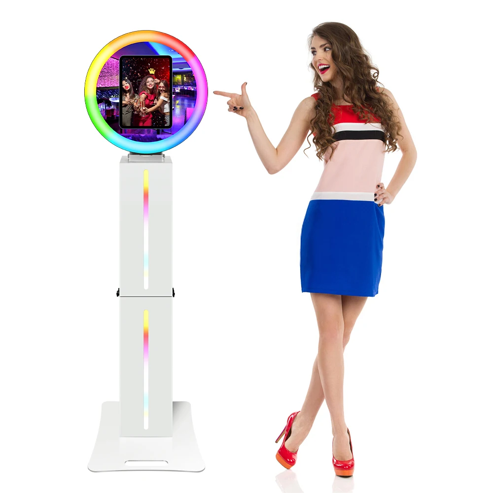 New Selfie Kiosk Ring Light Ipad Booth Led Ipad Photo Booth Stand Portable Ipad Photo Booth Shell