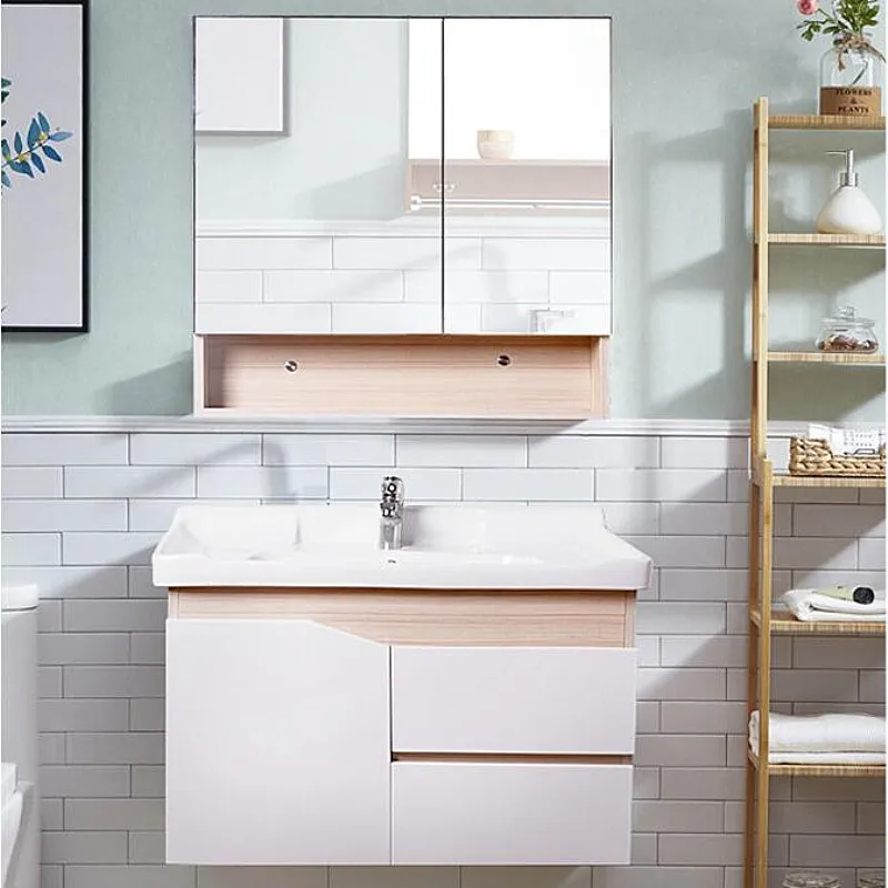 Hot Sale Modern China PVC Bathroom Vanity Bathroom Vanity Cabinet Plywood with Led Light Hotel Home Bathroom Furniture 38-46 in