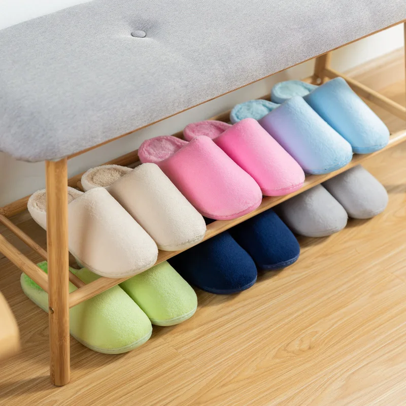 New coral fleece slippers ladies winter indoor thick-soled warm plush shoes couple home casual slippers