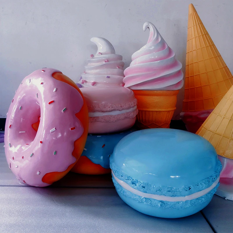 Giant Sweet Props Fibre Glass Doughnut Donuts Candy Sculpture Lollipop Foam Sweets And Donut Statue Sculpture For Sale