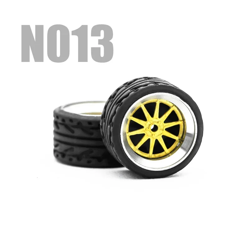 Alloy Wheels with Rubber Tires for 1/64 Scale Model Cars - Easy Installation