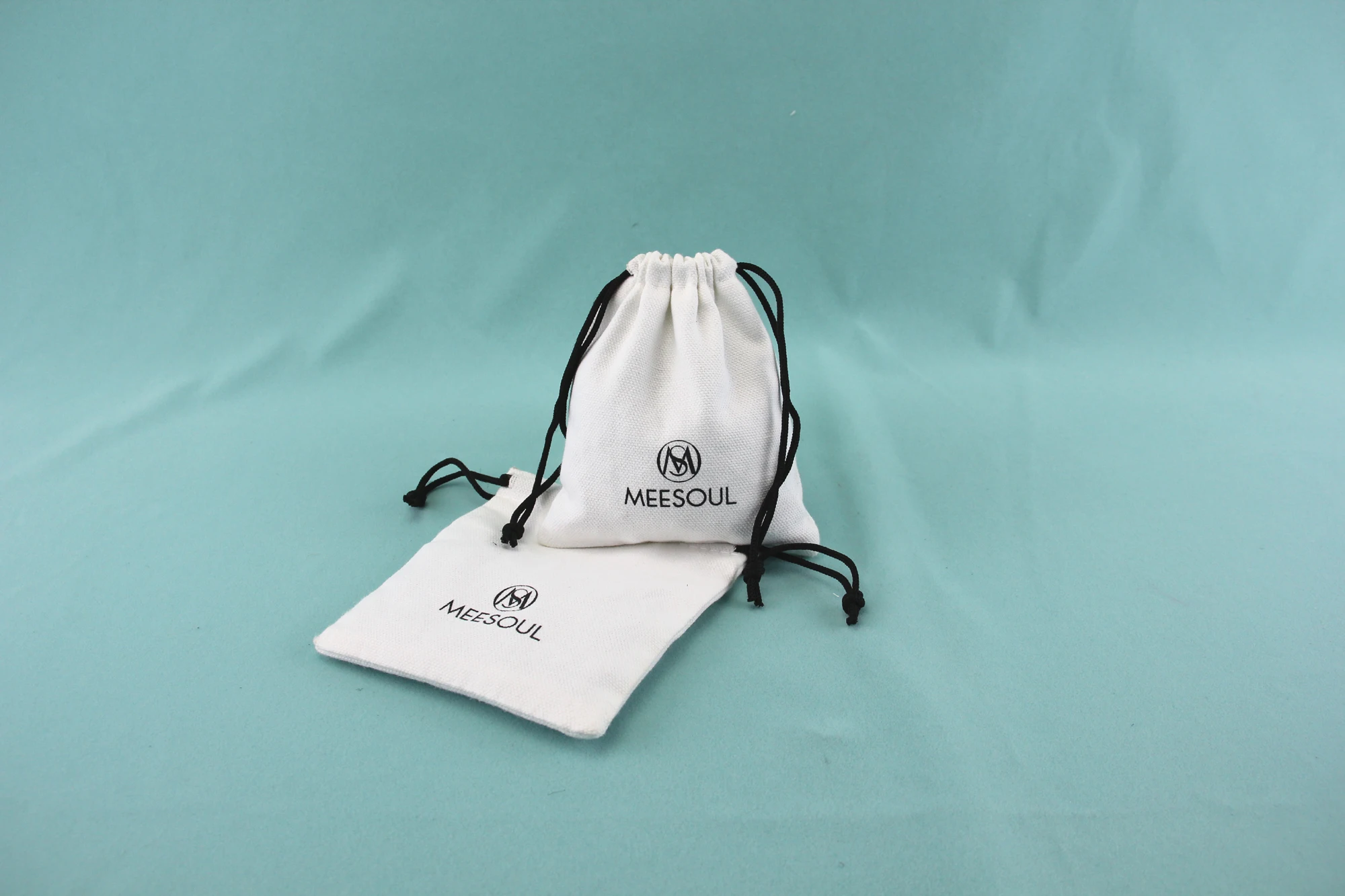 Custom White Canvas Drawstring Pouches Cover Cotton Bags Jewelry Party for Dust Gifts