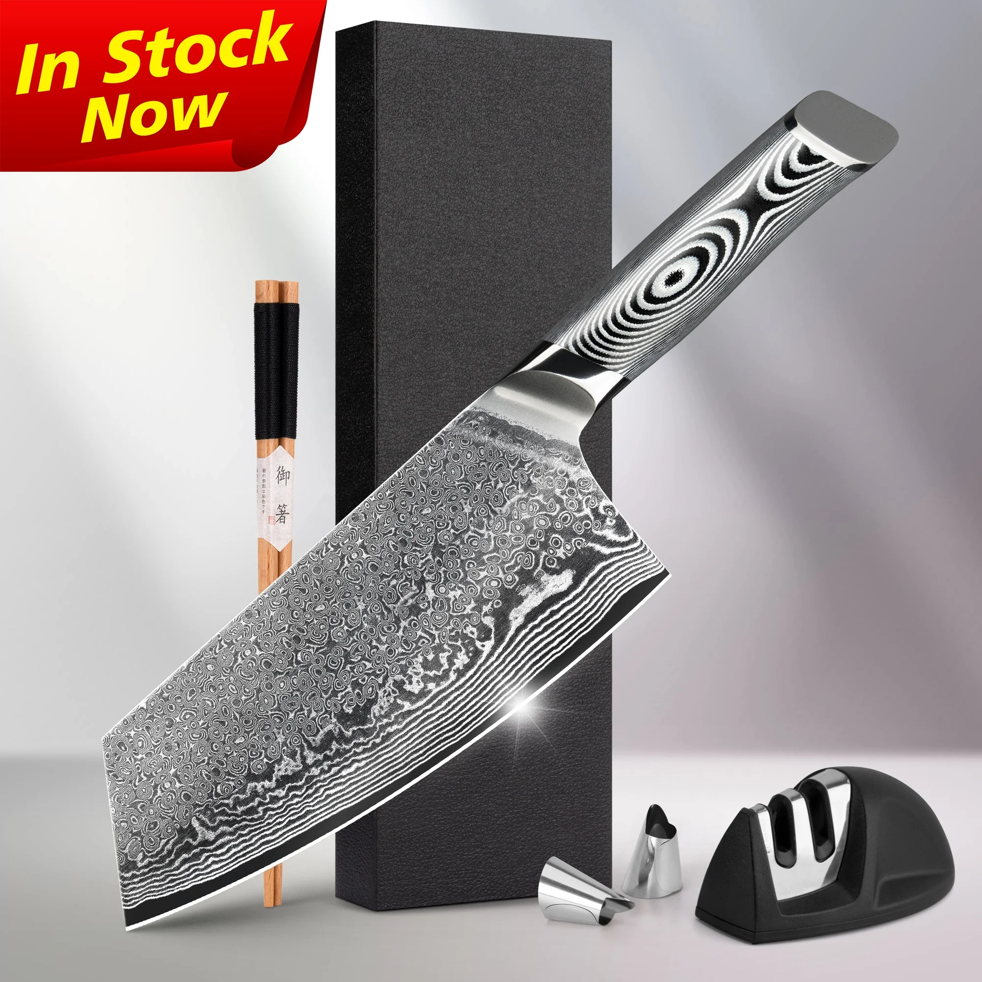 Grey G10 Handle 7 inch 67layers vg10 japanese knives chef damascus steel knifes meat cleaver knife with gift box