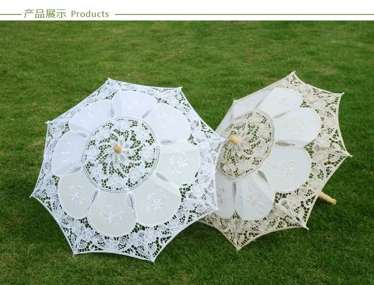 Western style famous lady stage performance lace umbrella photography bridal umbrella wedding bride white lace umbrella